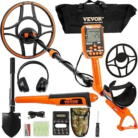 Professional Rechargeable Metal Detector,12"Coils, Waterproof Gold, Adjustable 39-50", 7 LCD Modes