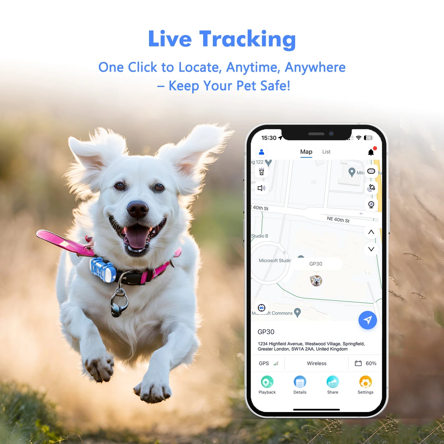 4G Dog Cat GPS Tracker for Pets - Waterproof Smart Locator with App, Live Tracking & Search,