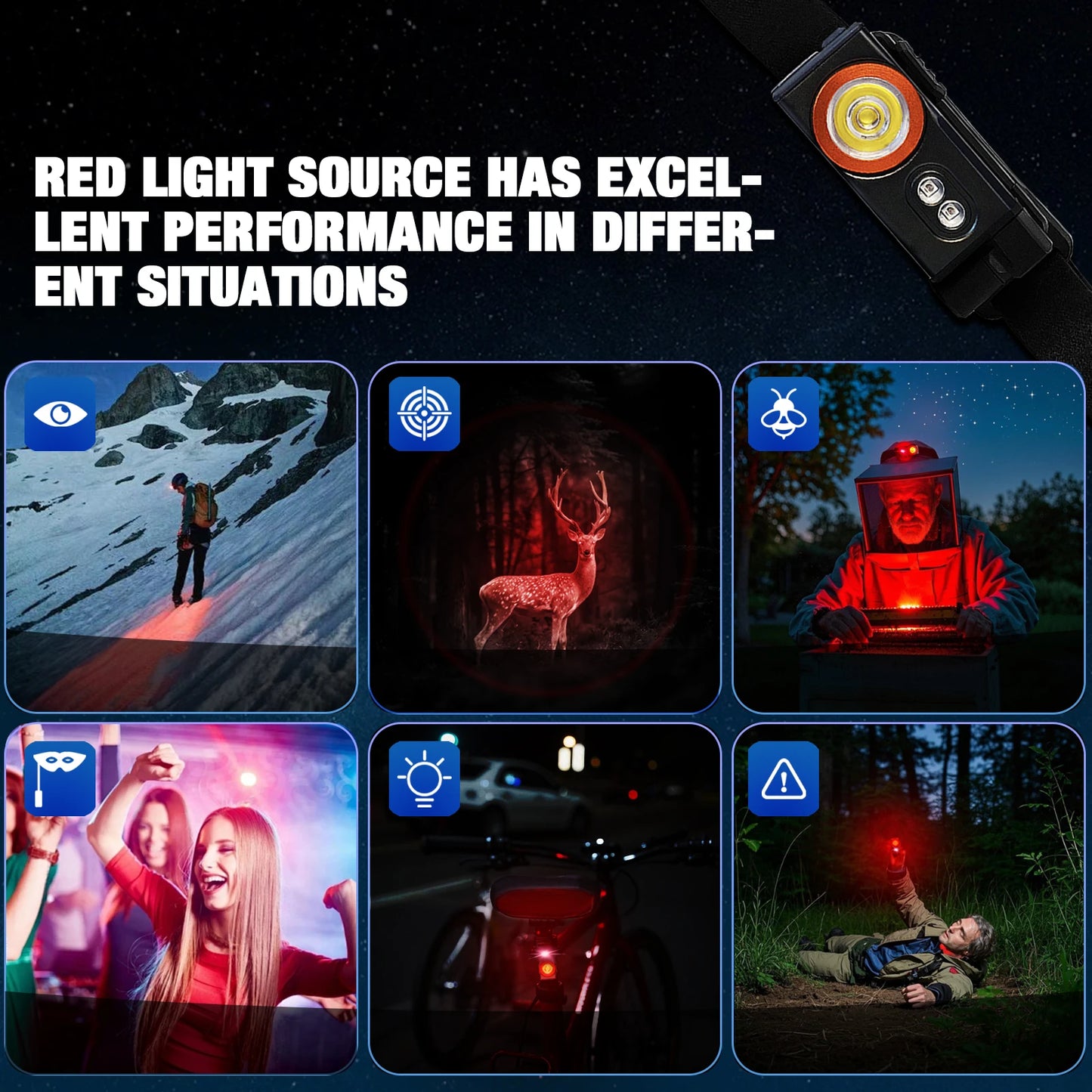 EDC Headlamp 5 Modes Powerful Flashlight USB C Rechargeable Red Light Headlight with Magnet, Hiking
