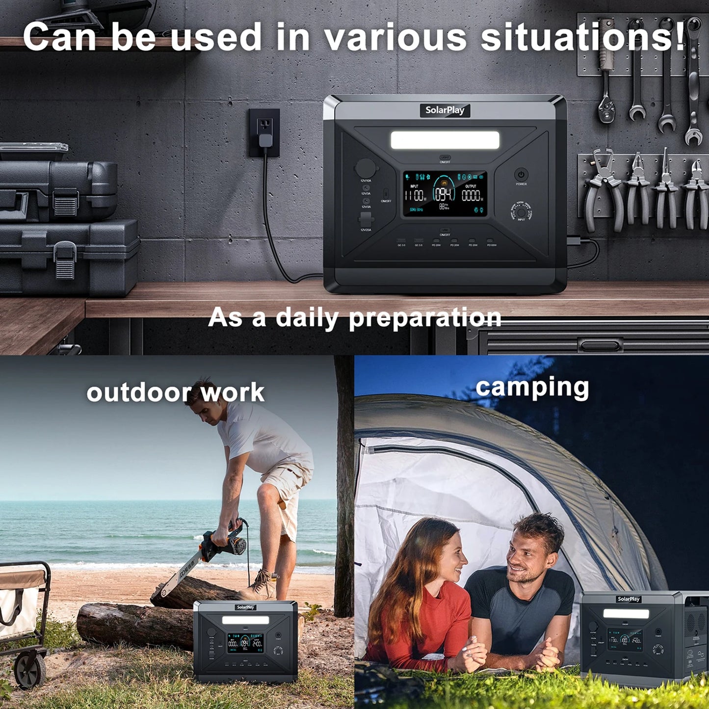 2400W/2160Wh Power Energy Stations Q2501 Rechargeable Batteries Solar Panels 200W FoldableOutdoor