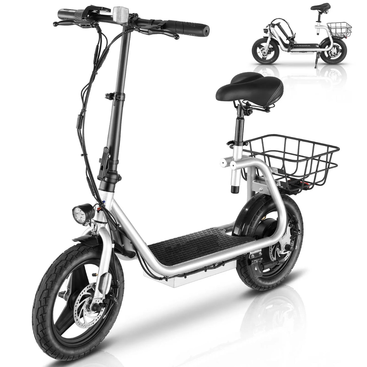 560W Electric Scooter with Seat 14" Tire, 30 Miles,20MPH Max Speed, Foldable Electric, Adults 300 LBS