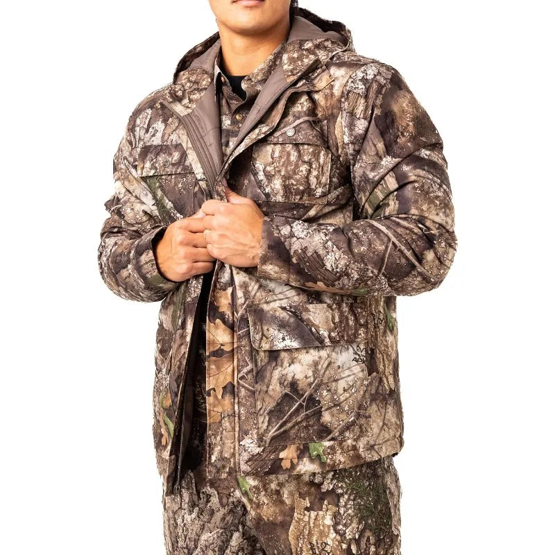 Men's Edge/Timber/Max-7 Camo Hunting Insulated Parka Jacket - Wind-proof, Mid-weight and Super Warm