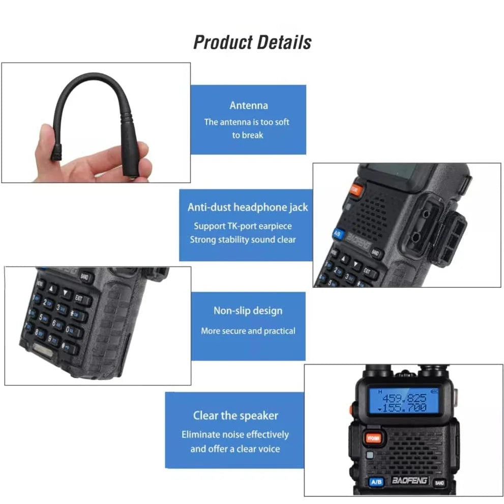 2pcs BAOFENG UV-5R 5W 8W High Power Dual Band Two Way Radio Long Range Handheld Talkies For Hunting