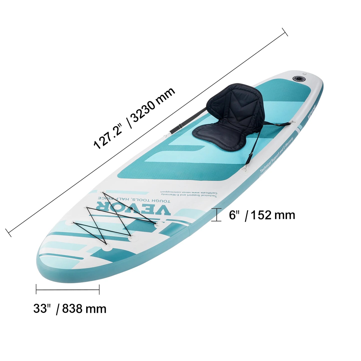Inflatable Stand Up Paddle Board 10' x 33" x 6" /10.6' x 33" x 6" Wide SUP, Removable Kayak Seat