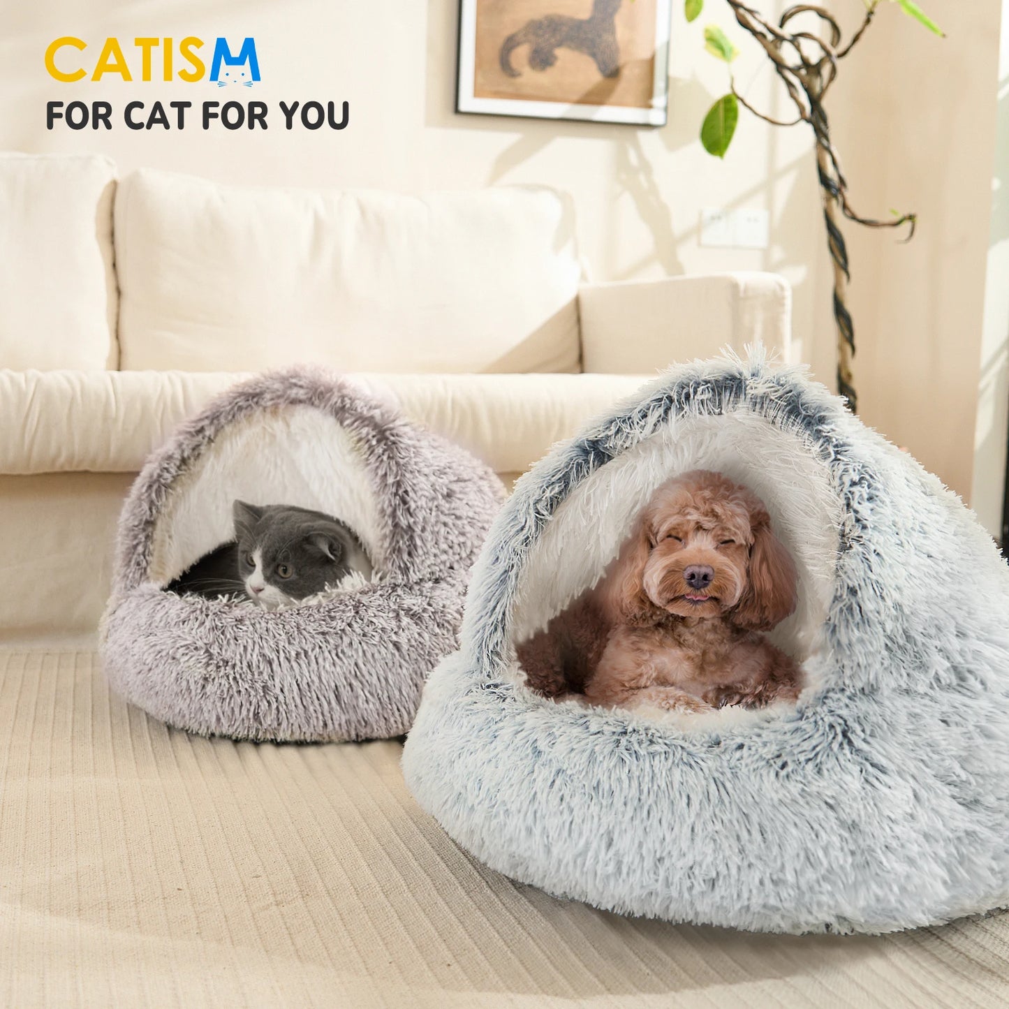 25'' Pet Cat /Dog Bed Nest Soft Comfortable Semi-enclosed Cat NestPet house