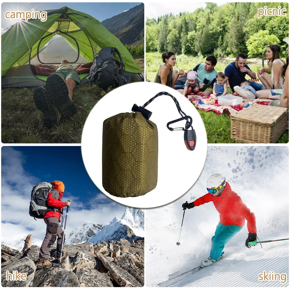 Thermal Sleeping Bag,Survival Blanket PE Aluminum Film Warm Windproof Waterproof for Outdoors