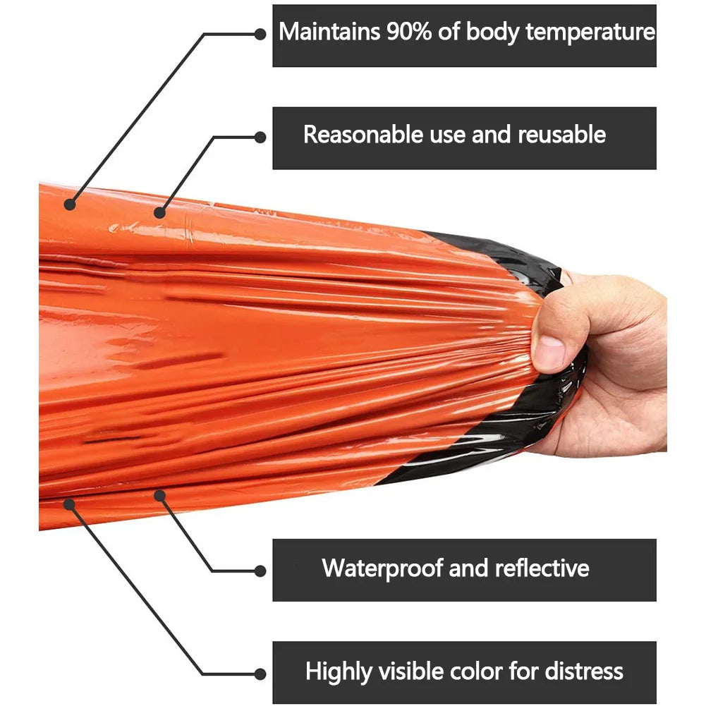 2-5 set Survival Sleeping Bag Thermal Survival Gear for Camping Hiking Outdoor Adventure