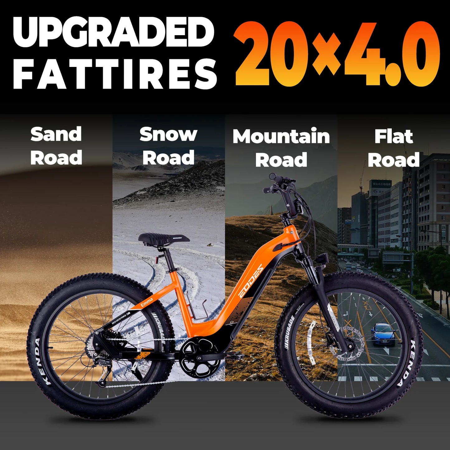 750W off-road E-bike 52V 17Ah 26 inch 4.0 fat tire, USB port, Bluetooth APP LCD screen 9-speed