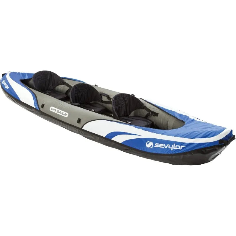 3-Person Inflatable Kayak, Adjust seats & Carry Handles, Heavy-Duty PVC Construction,Rugged Use