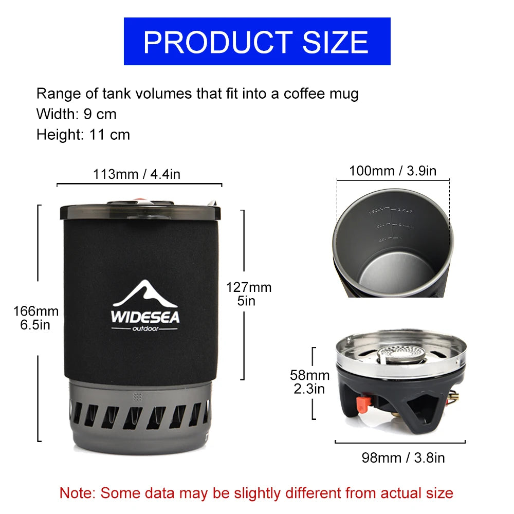 Widesea Camping Cooking System with Heat Exchanger Coffee Pot Cup Cookware Tableware
