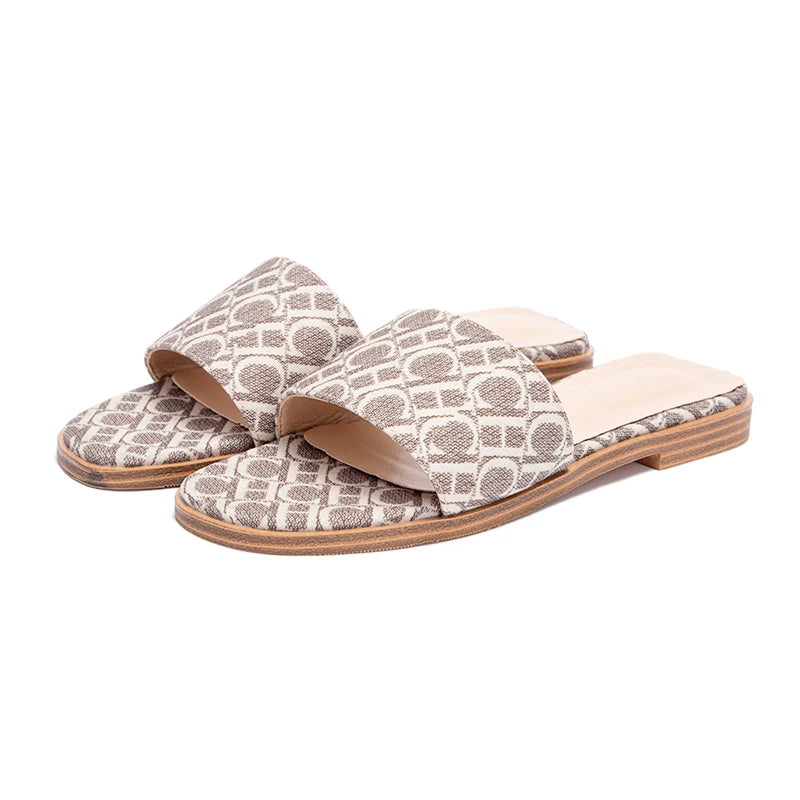 Classic Simple Design Comfortable Anti-slip Sole Printed Slippers Seasonal Fashion Women's Sandals