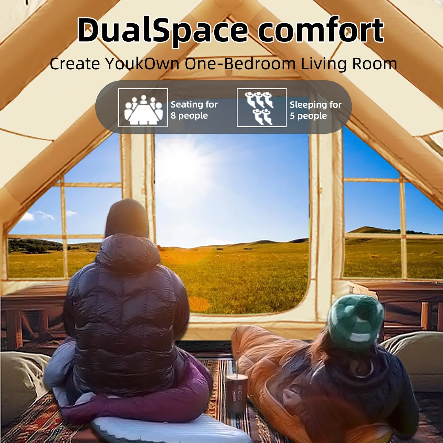 8-10 Person Inflatable Tents for Camping,129 Square Large Hand Pump,Inflatable Tent,Easy Setup