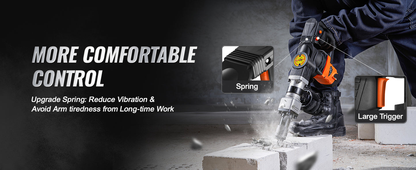 1400W Demolition Electric Jackhammer Heavy Duty 2900 BPM Concrete Breaker 2pcs Chisels Bits Chipping