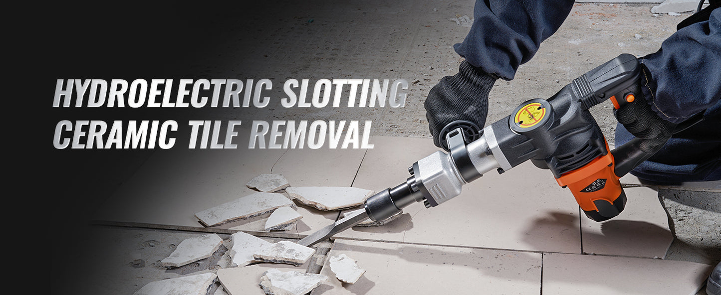 1400W Demolition Electric Jackhammer Heavy Duty 2900 BPM Concrete Breaker 2pcs Chisels Bits Chipping
