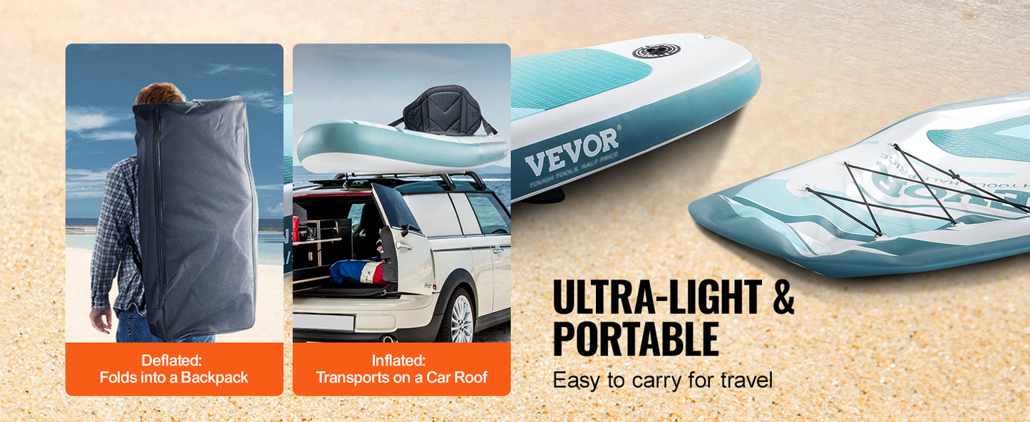 Inflatable Stand Up Paddle Board 10' x 33" x 6" /10.6' x 33" x 6" Wide SUP, Removable Kayak Seat
