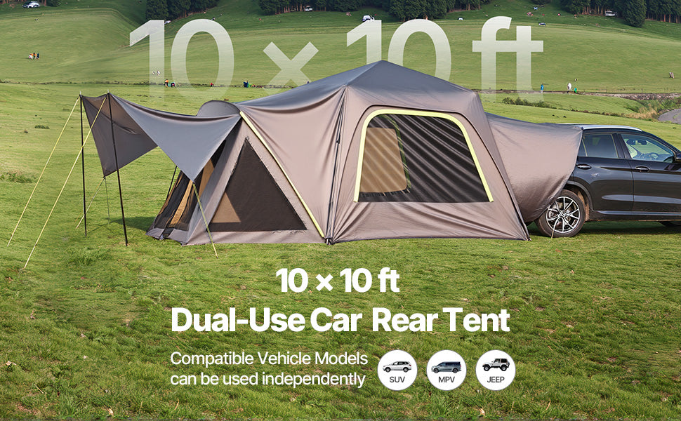 SUV Tent, Camping Waterproof PU2000mm Spacious Double Layer Design , Shade Awning , Mesh Windows