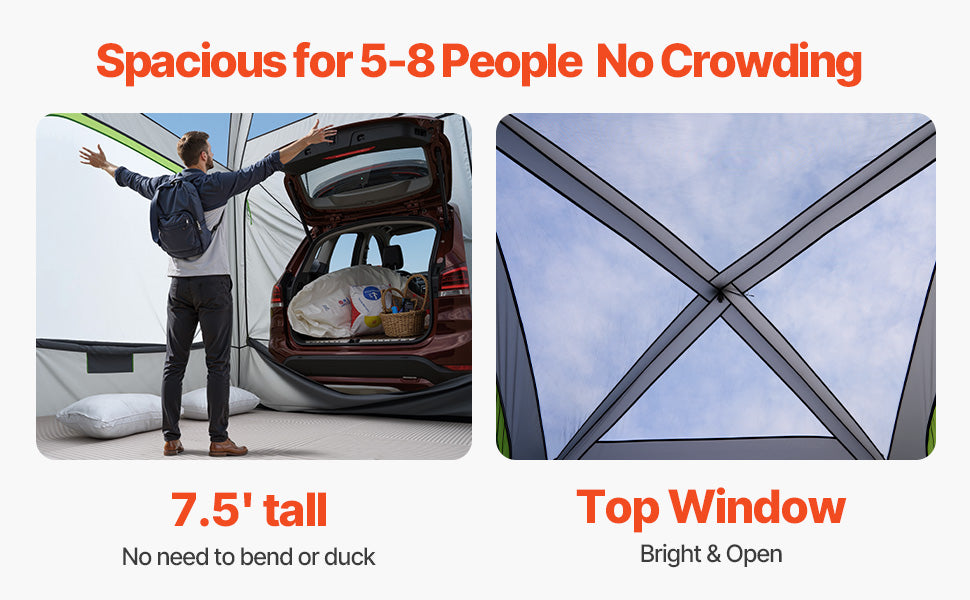 SUV Tent, Camping Waterproof PU2000mm Spacious Double Layer Design , Shade Awning , Mesh Windows