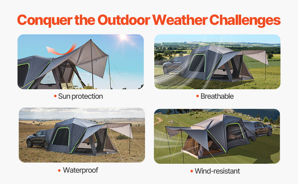 SUV Tent, Camping Waterproof PU2000mm Spacious Double Layer Design , Shade Awning , Mesh Windows
