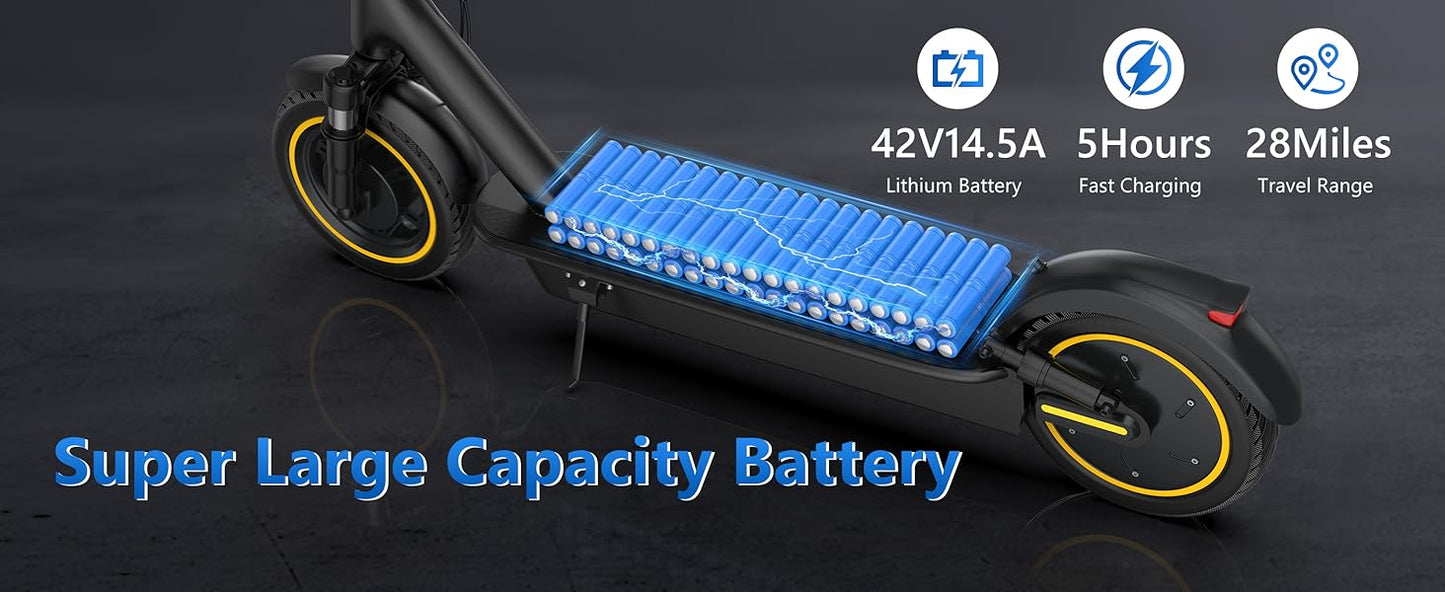 LPMAX 10" tires Folding E-Scooter 22MPH Max Speed 500W 14.5AH 28Miles Long Range Dual Shock Absorber