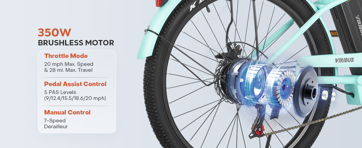 Adults, 26" ebike with 350W Motor Shimano 7 Speed Shifter Pedal Assist 36V Battery Dual Disc Brakes