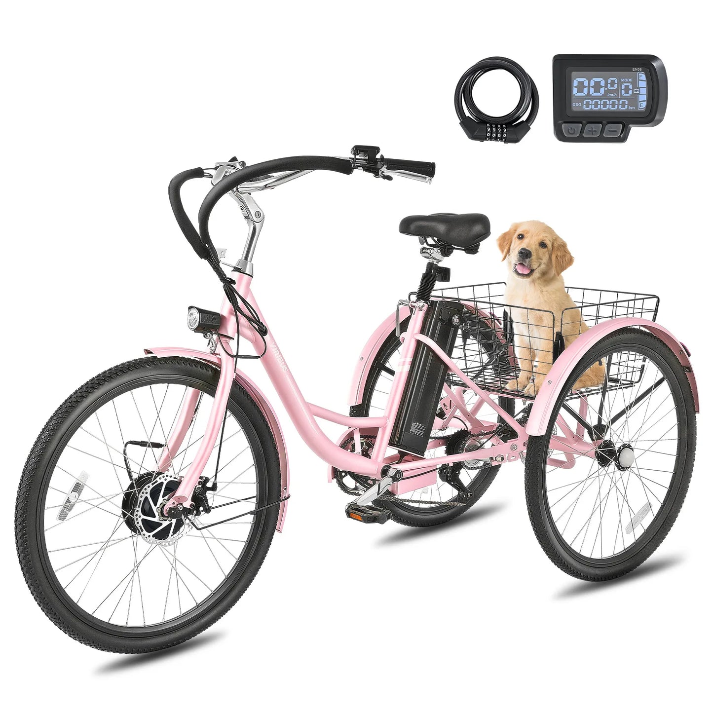 24''/26" Electric Tricycle , 7 Speed , 350W Motor UL Certified 36V 13Ah Battery