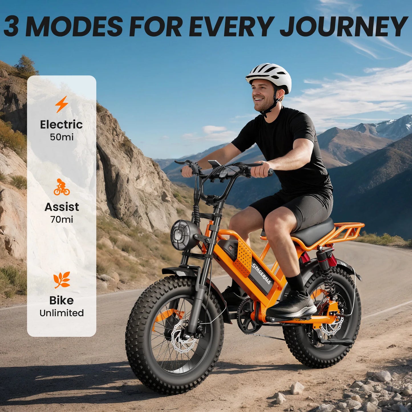 E-Bike M7,Teens,20",750W Peak Motor,24.9mph,48V 15Ah Rem.Battery,50 Miles Pure Electric,70 Miles PAS
