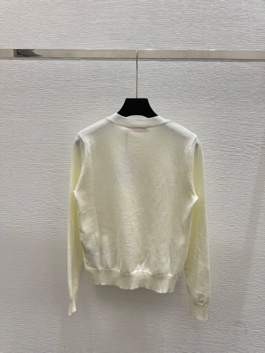 2025 Women's Embroidered Sweater Floral Knit Top Soft Wool Blend Long Sleeve Chic Fall Vintage Style