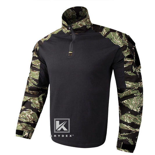 Tactical Camouflage Combat Shirts Assault with Knee Pads Tiger Camo Hunting Outdoor Men Shirt