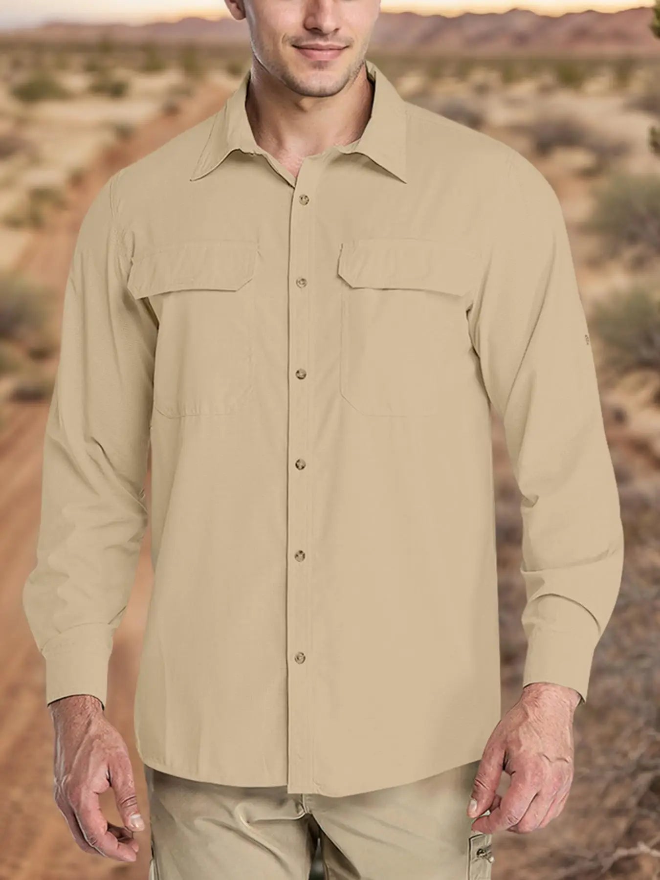Men's Long Sleeve Sun Protection - UPF 50+ UV Blocking and Cooling Design for Fishing, Hiking travel