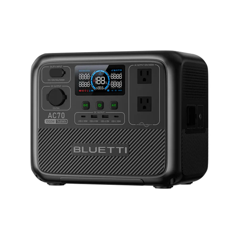 [US Plug] BLUETTI AC70 Portable Power Station | 1000W 768Wh, Solar Generator Off-grid, Power Outage