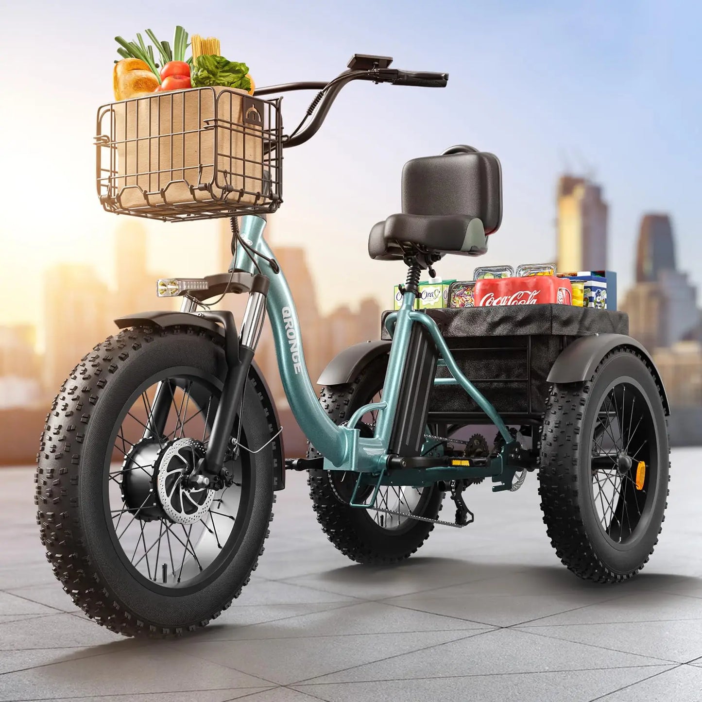 E-tricycle/Bike, Adults 960W Peak 36V 13.5AH Battery Folding 50 Miles Range Fat Tire,carry goods