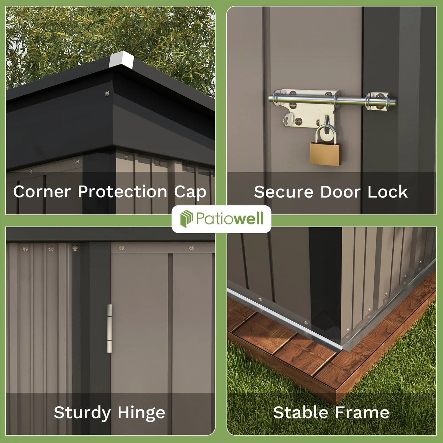 5x3 FT Metal Outdoor StorageTool Shed, Sloping Roof & Lockable Door, Backyard Garden Patio Lawn