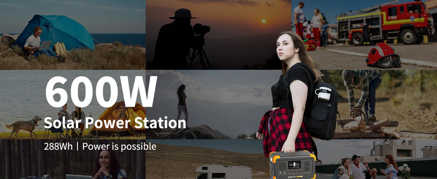 Portable Power Station with 100W Portable Solar Panel Pure Sine Wave 288Wh 600W Solar Generator
