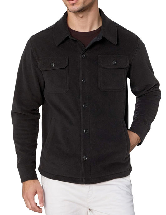 Men's Sherpa Fleece Jacket Button Down Winter Warm Hiking Fishing Outdoor Coat Casual Long Sleeve