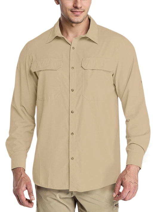 Men's Long Sleeve Sun Protection - UPF 50+ UV Blocking and Cooling Design for Fishing, Hiking travel