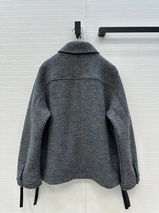 High Quality Spring Winter Women's Casual Fashion Solid Patchwork Lapel Buttons Woolven Jacket JQ062