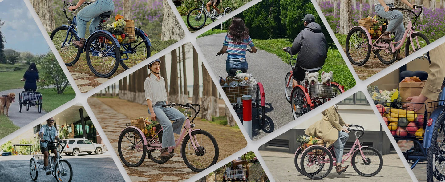 24''/26" Electric Tricycle , 7 Speed , 350W Motor UL Certified 36V 13Ah Battery