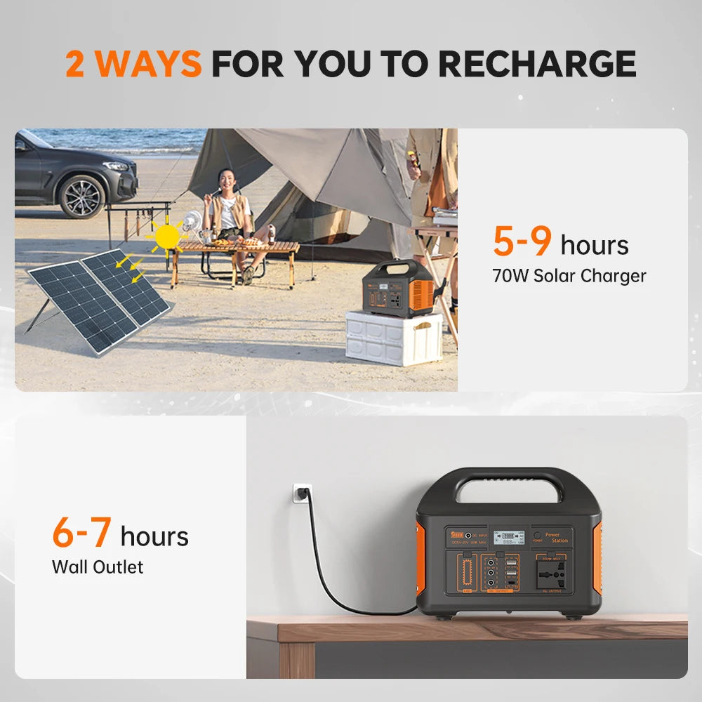 500W 300W Portable Power Station AC 110V Solar Generator LiFePO4 Battery UPS Emergency camp Home