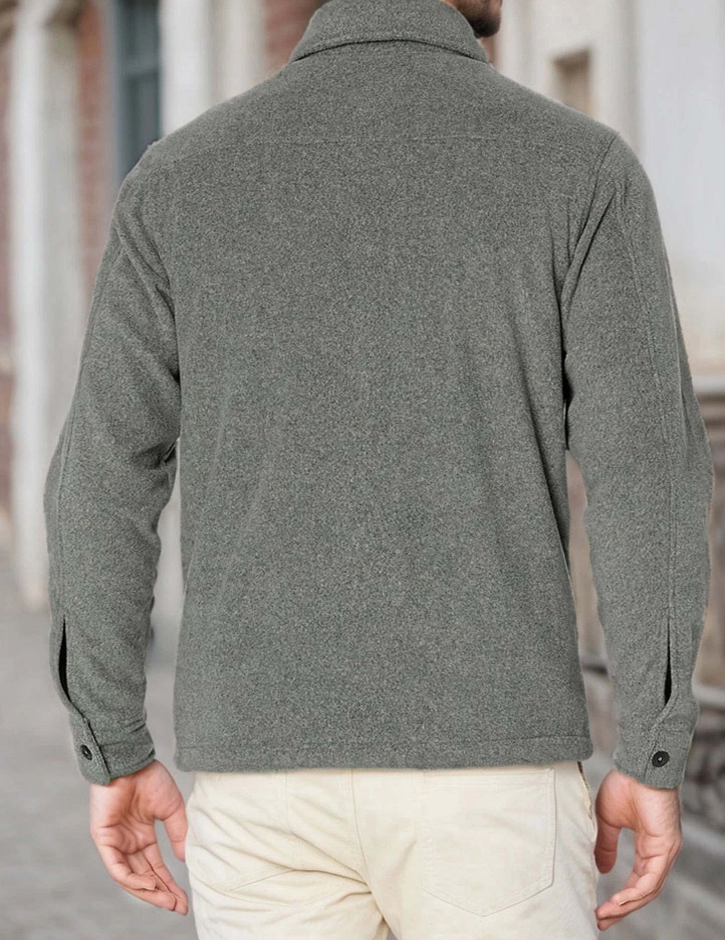 Men's Sherpa Fleece Jacket Button Down Winter Warm Hiking Fishing Outdoor Coat Casual Long Sleeve