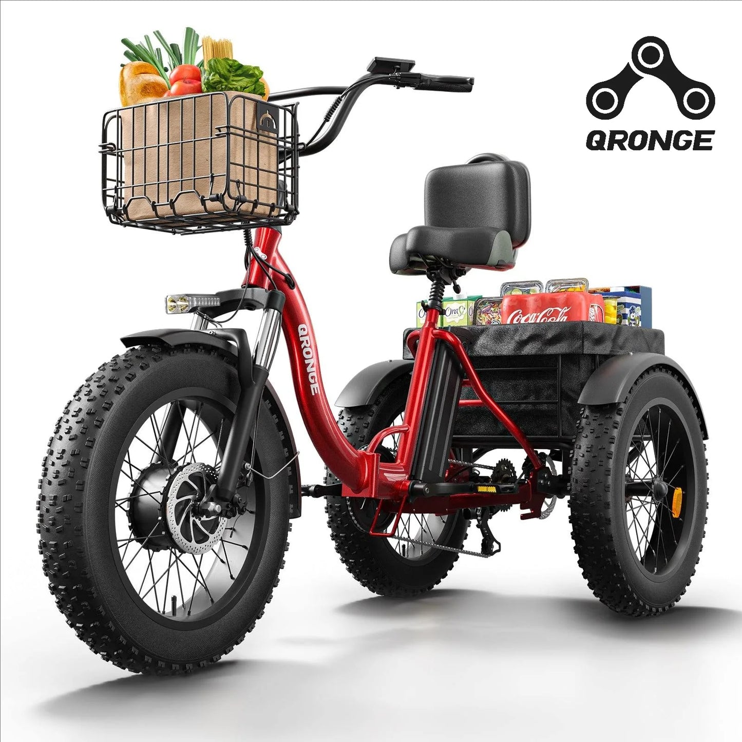 E-tricycle/Bike, Adults 960W Peak 36V 13.5AH Battery Folding 50 Miles Range Fat Tire,carry goods