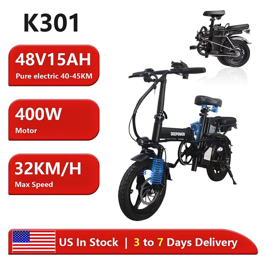 14 Inch Foldable E-Bicycle 400W Motor 48V 15AH Adult MiniSuitable for City Commuting Travel