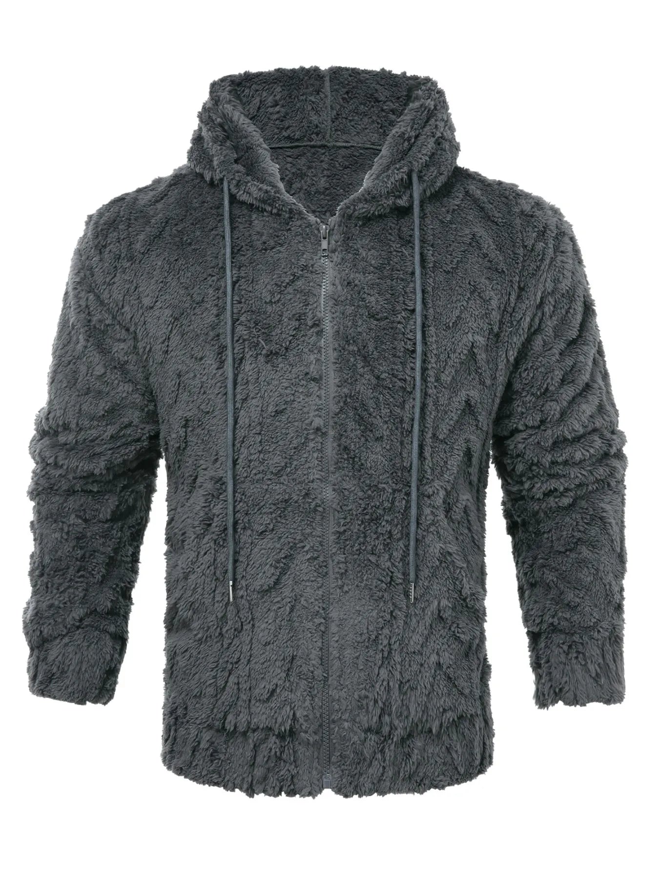 Men's letter drawstring hooded jacket, jacquard velvet fabric, soft,comfortable, double pocket