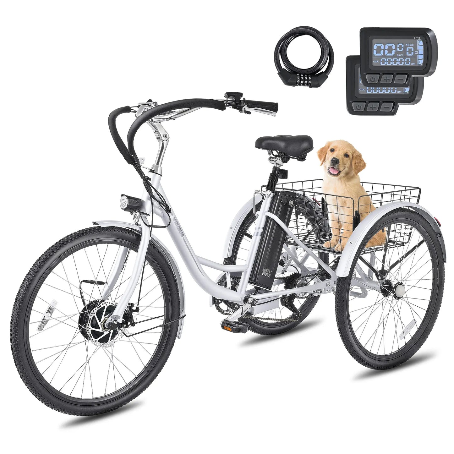 24''/26" Electric Tricycle , 7 Speed , 350W Motor UL Certified 36V 13Ah Battery