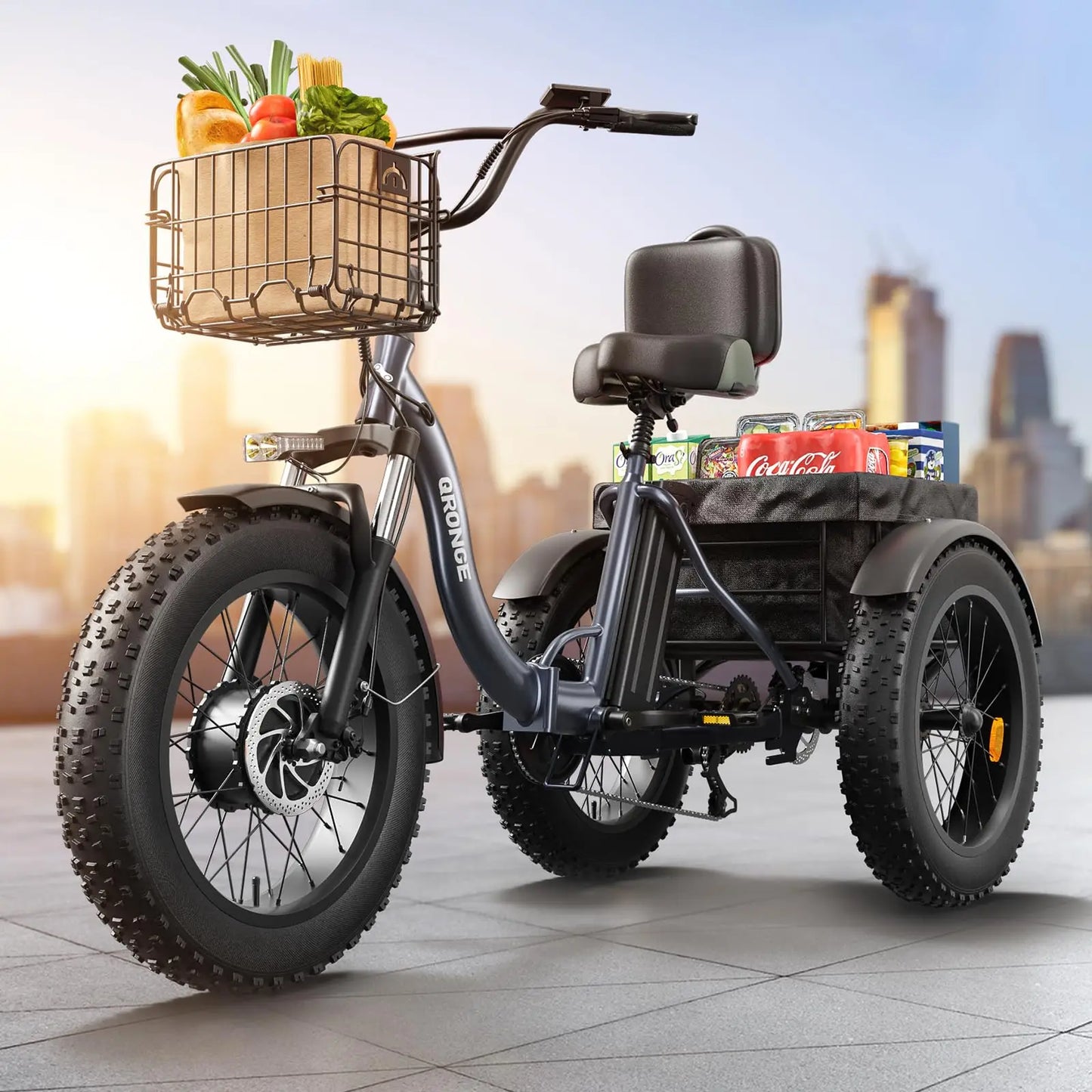 E-tricycle/Bike, Adults 960W Peak 36V 13.5AH Battery Folding 50 Miles Range Fat Tire,carry goods