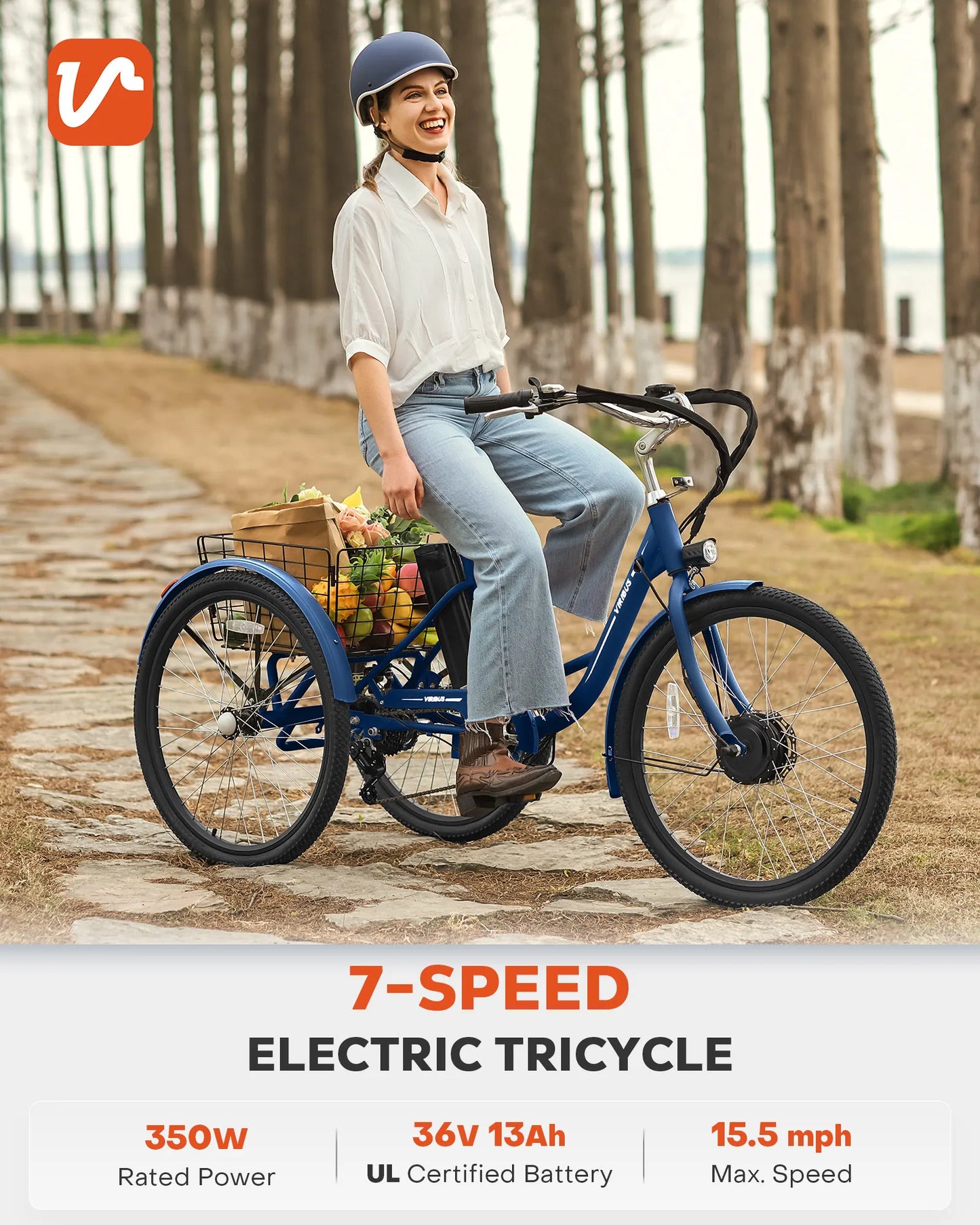 24''/26" Electric Tricycle , 7 Speed , 350W Motor UL Certified 36V 13Ah Battery