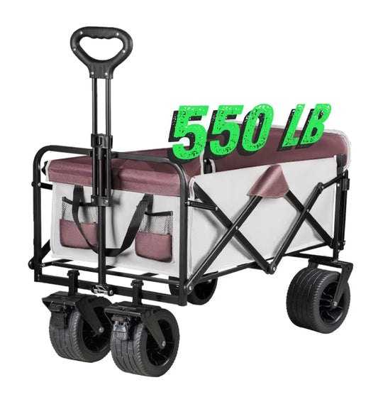 PowerHaul Folding Wagon,550LB/5.3 Cu. Ft., Heavy-Duty Design, All-Terrain Wheels, BLACK