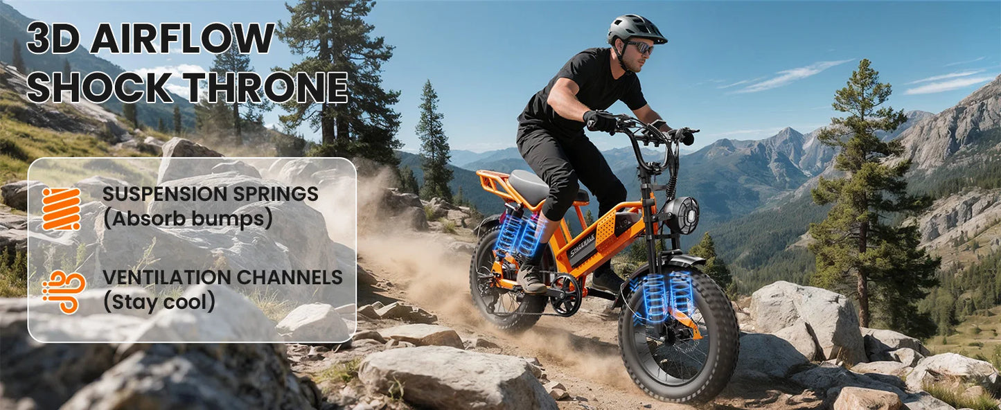 E-Bike M7,Teens,20",750W Peak Motor,24.9mph,48V 15Ah Rem.Battery,50 Miles Pure Electric,70 Miles PAS
