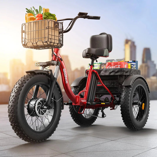 E-tricycle/Bike, Adults 960W Peak 36V 13.5AH Battery Folding 50 Miles Range Fat Tire,carry goods