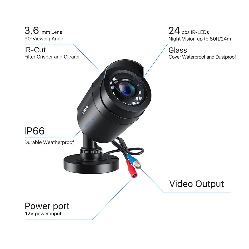 1080P 4 Pack HD TVI Security Cameras Out/in Weatherproof Bullet Surveillance Camera Analog CCTV DVR