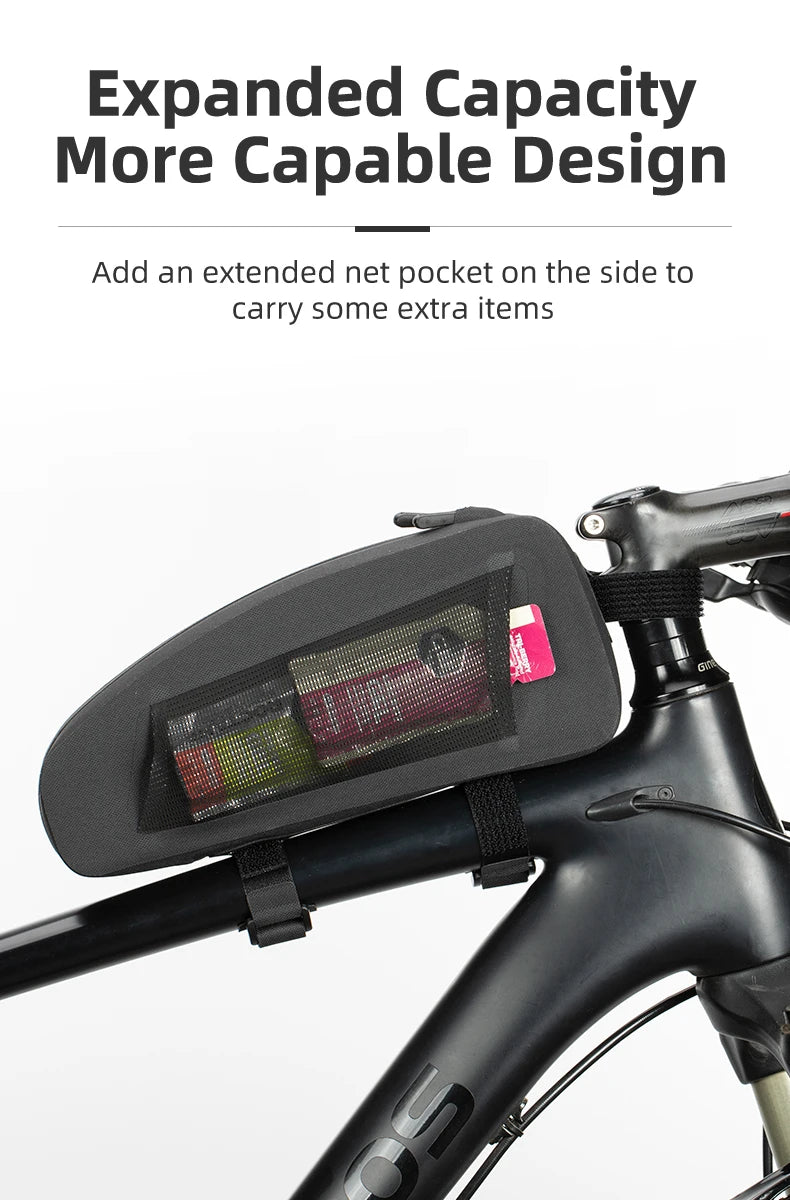 Bicycle Bag Waterproof Cycling Top Front Tube Frame  Large MTB Road Bicycle  Black